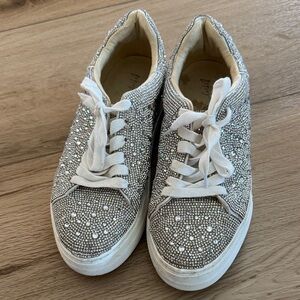 Betsey Johnson Glittering Silver Sneakers